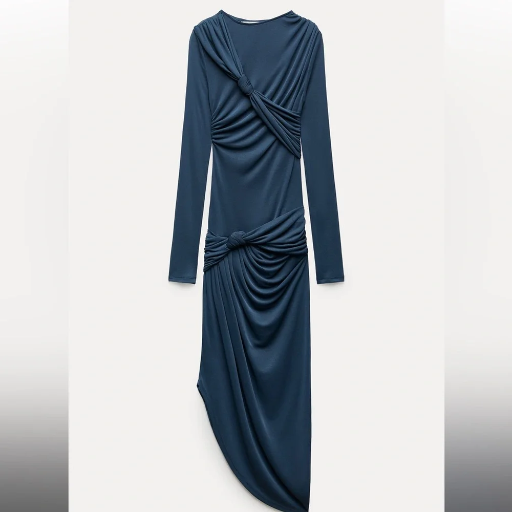 ZARA Collection Knotted Asymmetric Dress Size-L - Picture 9 of 13